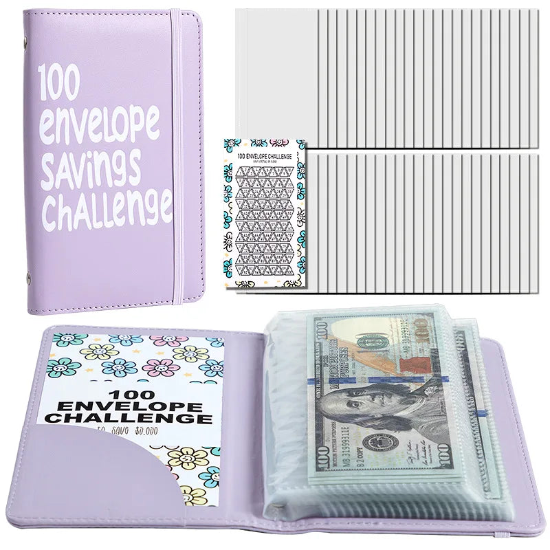 100 Envelope Challenge Binder – Fun Kids' Savings Tracker with Cash Envelopes