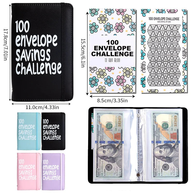 100 Envelope Challenge Binder – Fun Kids' Savings Tracker with Cash Envelopes