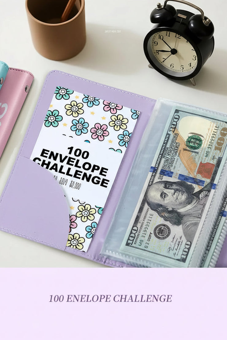 100 Envelope Challenge Binder – Fun Kids' Savings Tracker with Cash Envelopes