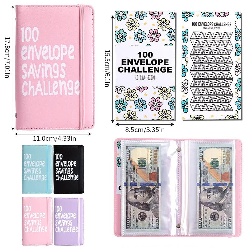 100 Envelope Challenge Binder – Fun Kids' Savings Tracker with Cash Envelopes