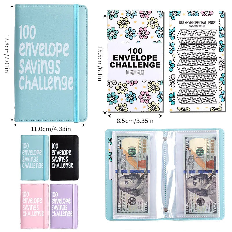 100 Envelope Challenge Binder – Fun Kids' Savings Tracker with Cash Envelopes